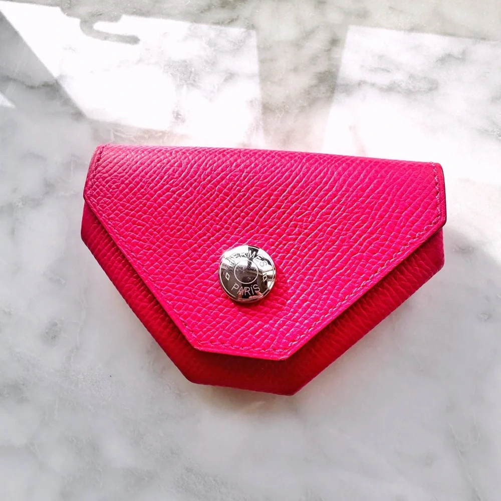 Hermes Le 24 Coin Change Purse Wallet Clutch Rose Extreme with Box & Ribbon - Picture 6 of 7